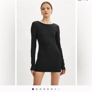 LAMARQUE Black Backless Long Sleeve Dress